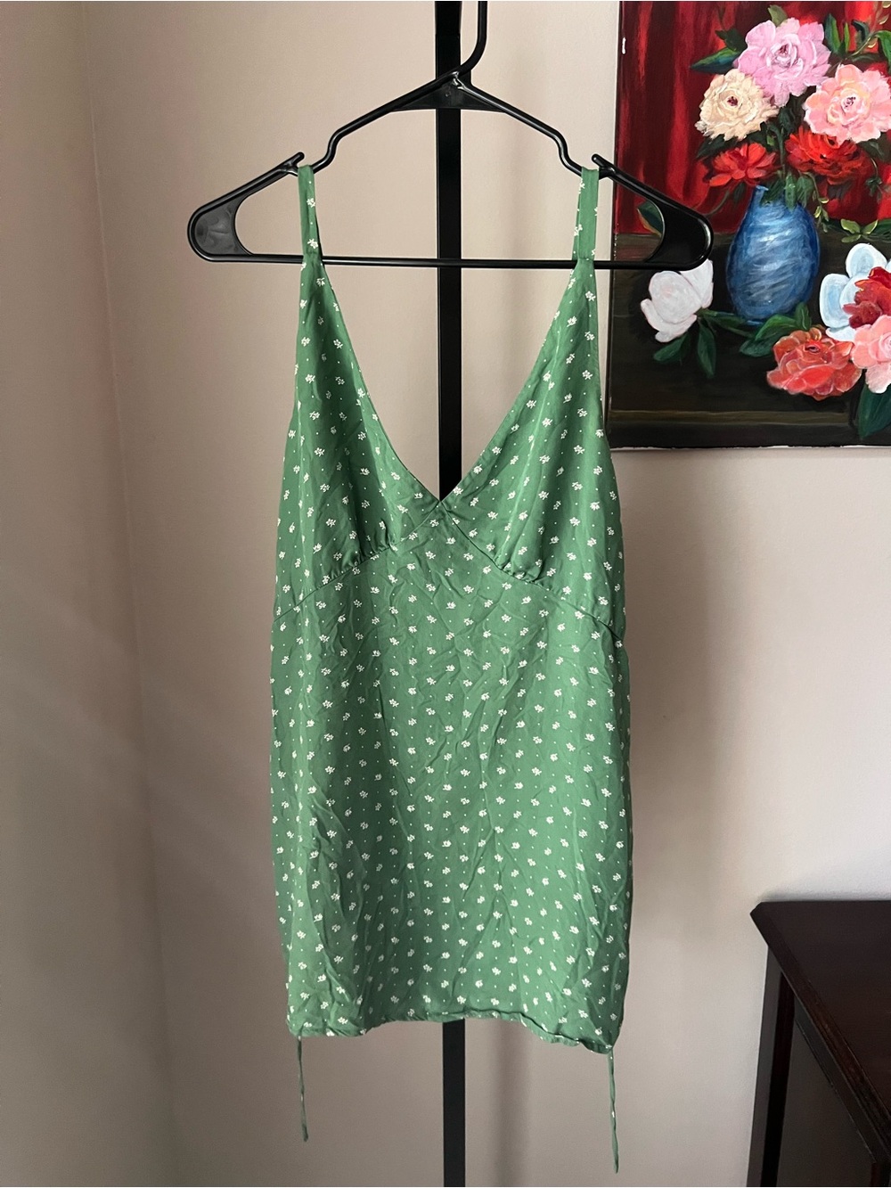 Reformation Green Floral Silk Camisole